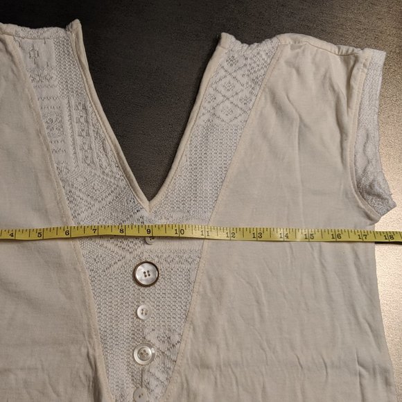 Lace Inset Knit Top with Vintage Button Accents - Picture 6 of 7